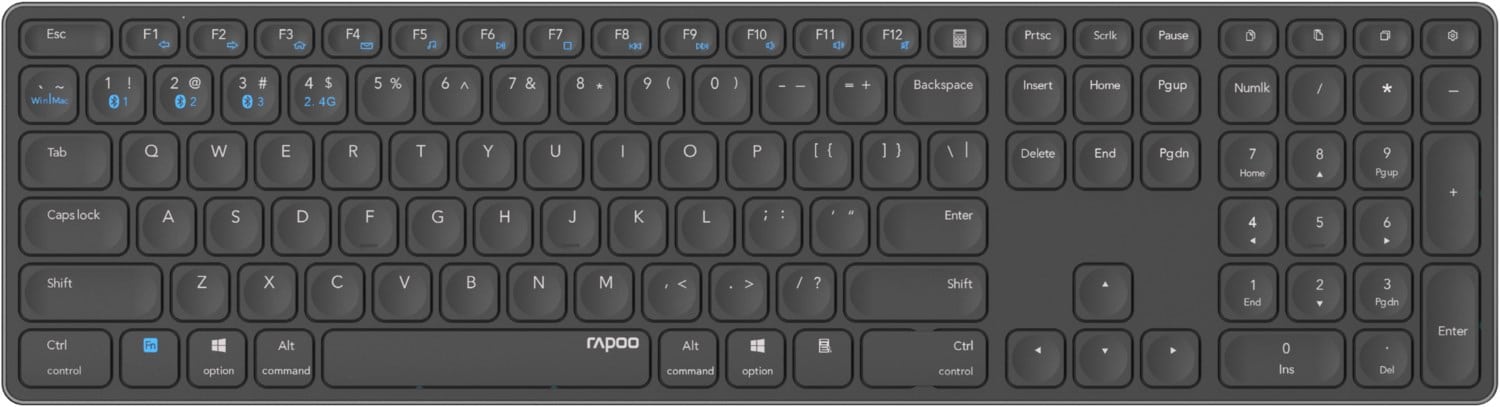 Rapoo E9800M (DE) Bluetooth Tastatur dunkelgrau